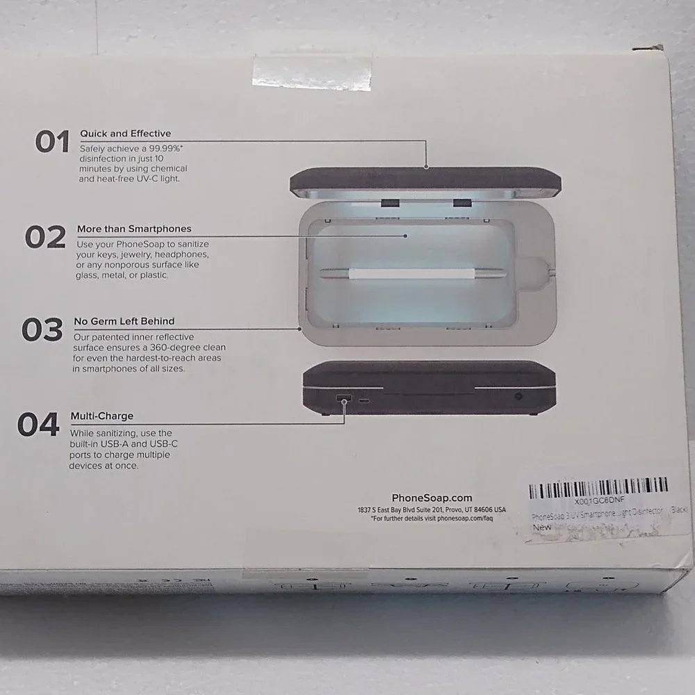 PhoneSoap 3 UV Sanitizer & Dual Universal Cell Phone Sanitizer & Charger (Black)